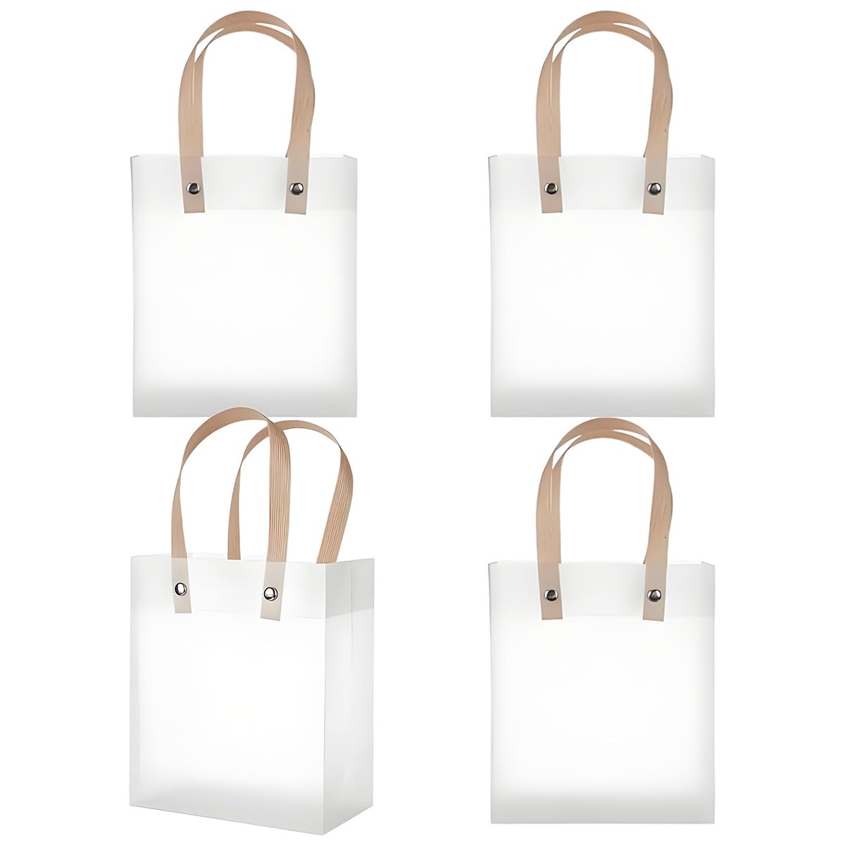 ZIBUYU® 4 Pcs Transparent Gift Bags Medium Size with Golden Handle -Frosted Finish Carry Bags for Gifting Perfect Carry Bags for Gifting on Wedding Christmas ValentineS Birthday(14.5 X 19.5 Cm)-image-5