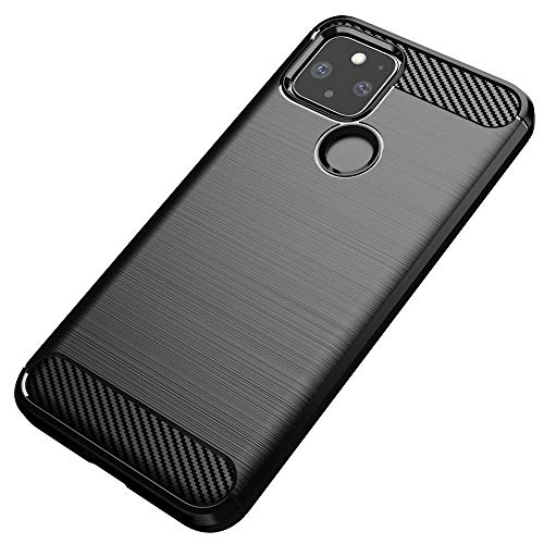 KEEPCA for Google Pixel 5 Slim case,Thin Soft Skin Silicone Flexible TPU Rubber Gel Anti-Scratch Shockproof Carbon Fiber Protective Cases Cover for Google Pixel 5,Brushed Black
