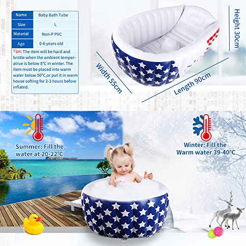 Image of | Inflatable Baby Bathtub,Newborn Bathtub Seat for Infant,Non-Slip Baby Pool for Sitting up,Foldable Toddler Tub Shower,Portable Travel Bath for Kids 0-6 Year (White, Animal Print)