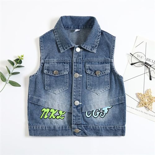 Boys Girls Denim Vest Jacket Fashion Casual Sleeveless Jean Waistcoat, Age 1-6 Years Unisex Kids Outerwear2