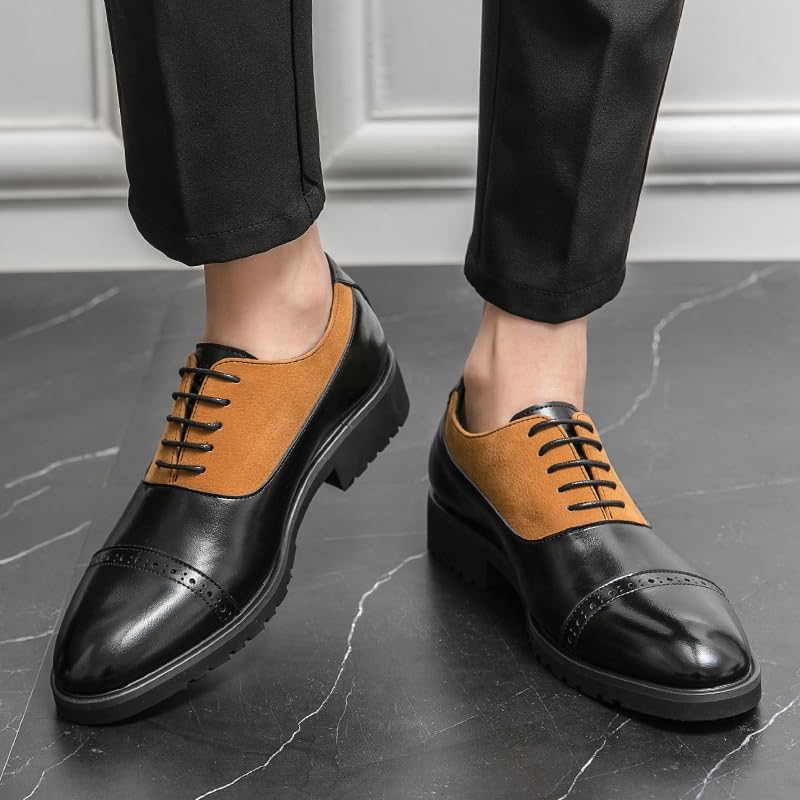 Classic Formal Shoes for Mens Spanish Leather Lace Up Brogue Non Slip Block Heel Anti-Slip Casual4