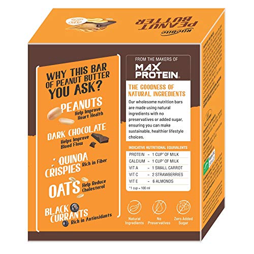 Image of RiteBite Max Protein 4g Protein Bar, Peanut Butter | With Dark Chocolate | 0 Added Sugar, No Cholesterol & Trans Fat Snack Bar, 40g (Pack of 36)