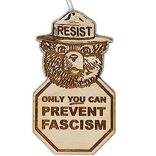 Smoky Only You Can Prevent Fascism Rear View Mirror Hanger | Resist Fascism Activism Christmas Ornament