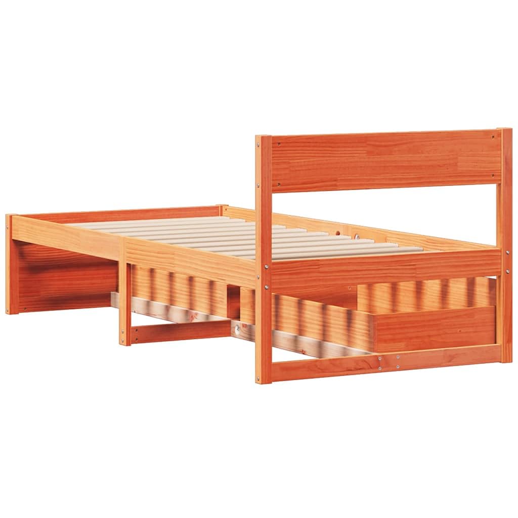 vidaXL Giroletto Cassetti Marrone Cera 90x190cm Legno Massello di Pino, Telaio Letto, Base Letto, Letto in Legno, Struttura Letto, Letto