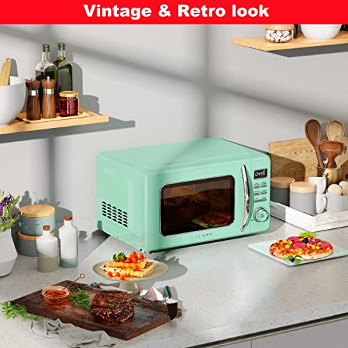 Galanz Glcmkz07Gnr07 Retro Countertop Microwave Oven With Auto Cook & Reheat, Defrost, Quick Start Functions, Easy Clean With Glass Turntable, Pull Handle.7 Cu Ft, Green #TOP4