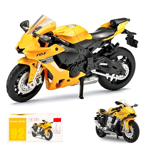 Tupinerq Jouets de Motos Moto Modèle Jouet Simulation Jouet Mini de Moto, Modèle De Simulation, Véhicule Miniature Jaune, Décoration Cool, Cadeau...