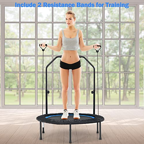 LIFEZEAL Trampoline de Fitness Pliable φ101cm, Sauteur avec Barre de Sécurité, 2 Bandes de Résistance, Hauteur Réglable 107,5-130,5 cm, Cadre en Acier, Charge de 150 kg, Intérieur & Extérieur – Image 3