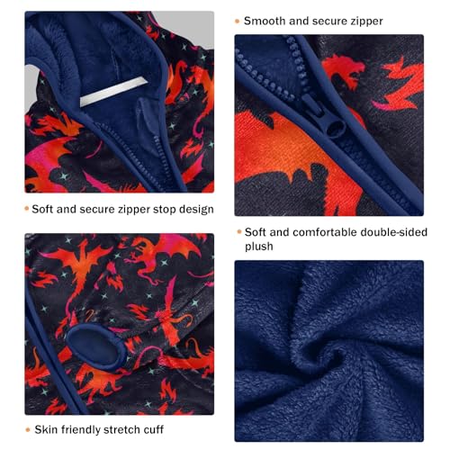 Boys' Fleece Hoody Jacket Zip Up Coat Warm Fall Winter Plush Jacket Fiery Dragon Long Sleeve Outerwear3