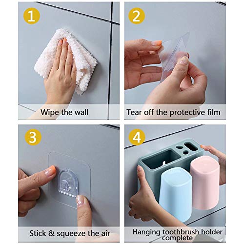Toothbrush Holder, Wall Mounted Bathroom RV Accessories Organizer with 2 Cups for Electric Toothbrush Toothpaste Combs Razors Eyebrow Trimmers Facial Cleansers Storage - Thumbnail 3
