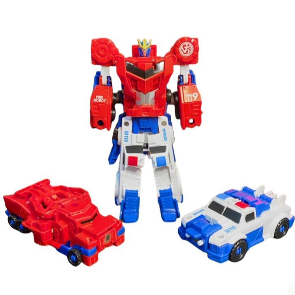Amazon.com: Hitatol Magnetic Robot 2-in-1 Police Car & Fire Truck