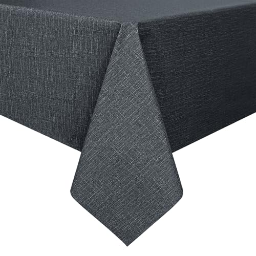 Image of Romanstile 100% Waterproof PVC Tablecloth, Square Oil Spill Proof Stain Resistant Vinyl Table Cloth, Wipe Clean Plastic Table Covers for Kitchen /Dining /Parties - 54 x 54 Inch, Charcoal