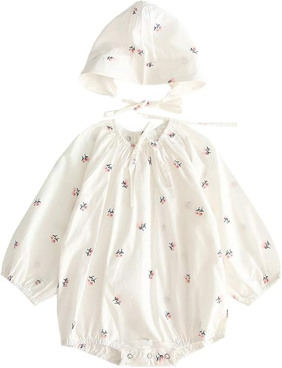 Amazon Co Jp Zooarts ベビー服 ロンパース 女の子 長袖 帽子付き 2点セット 可愛い 花柄 新生児服 おしゃれ カバーオール ボディースーツ 赤ちゃん服 出産祝い プレゼント 記念日 80 9 12ヶ月 服 ファッション小物