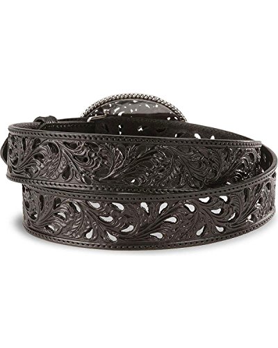 Tony Lama 42 Inch Black Pierced Filigree Trophy Western Leather Ladies Belt2