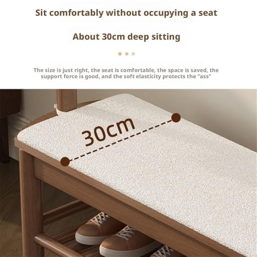 Taburete cambiador de zapatos con percha integrada y estructura de madera maciza 5