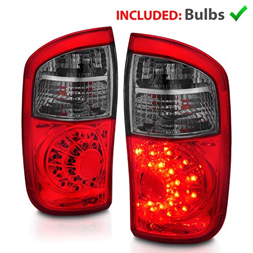 AmeriLite for 2000-2006 Toyota Tundra Double Cab Trim Red Smoke LED Replacement Tail Lights Pair - Passenger and Driver Side