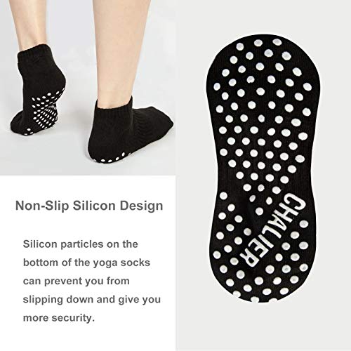 Non Slip Yoga Socks For Women 6 Pairs Ankle Low Cut Pilates Barre Socks With Grips,Black #TOP1