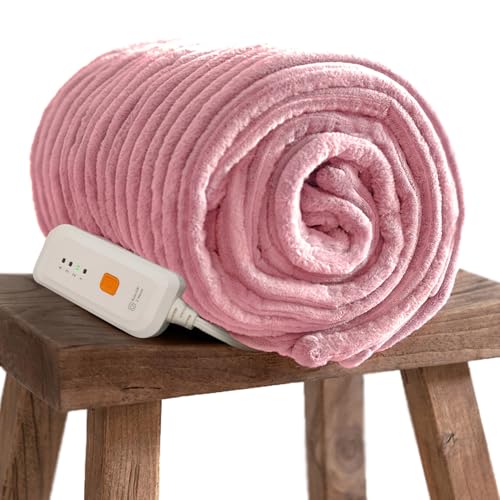 GOTCOZY Electric Blanket Heated Throw 50''X60''- Ribbed Faux Fur Heated