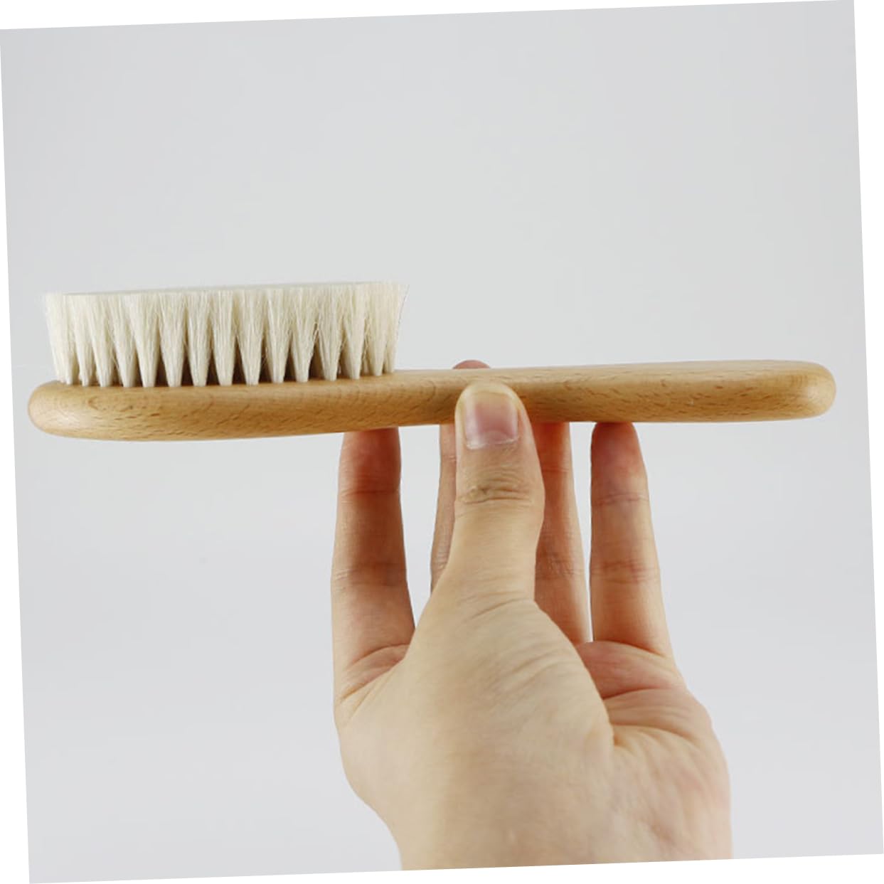 BEBEMOKO Newborn Hair Brush Comb Set Baby Shampoo Brush Wooden Comb Hair Care Kit for Infants