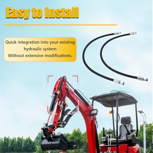 Image of 2PCS Excavator Diverter Valve Hoses for 1-2 ton Chinese Mini Excavator, 32 Inch Excavator Hydraulic Diverter Valve Flexible Hoses Fits M14 Hose, 1 /4in Interface, 60MPa 8702PSI