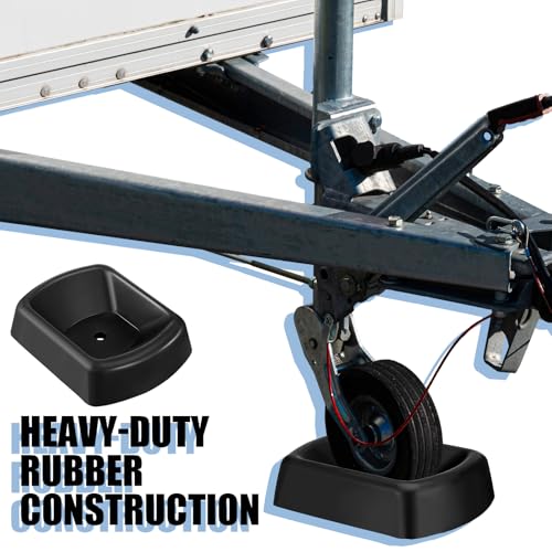 Image of Threehoney 2 Pcs Jack Wheel Chock Rubber Caster Trailer Jack Caster Wheel Dock Heavy Duty 6 Inch Stabilizer Single Stopper Transport for Travel Trailer Cargo Camper Boat Roller Stopper