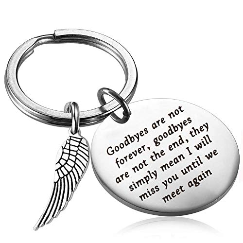 PLITI Remembrance Gifts In Memory Of Loved One Angel Wing Keychain Goodbyes are Not Forever Goodbyes