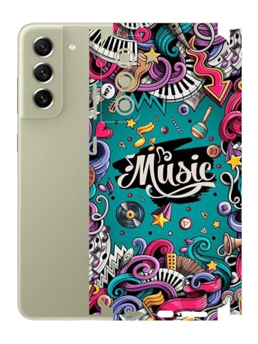 Image of AtOdds - Full Body Back Screen Guard Protector Film - Lamination Wrap Skin Sticker Compatible with Samsung Galaxy S21 FE | Scratchproof Matte Finish (Design - Music)