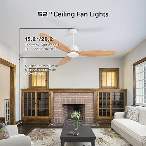 Wozzio Modern Ceiling Fan No Light With Remote White 52 Inch,Dc Motor,6 Speeds,Ceiling Fan Without Light For Outdoor Indoor Bedroom/Patios/Farmhouse/Living Room #TOP6