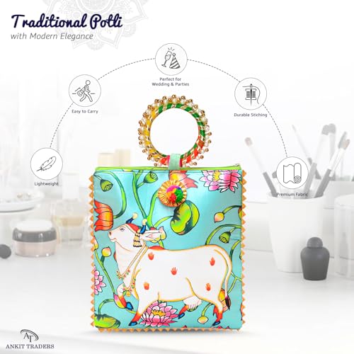 Image of Women Potli Bags Pack of 12 | Gifting Potli with Handle & Zipper | Traditional Shagun Return Gifts Potli for Diwali, Mehandi, Haldi, Baby Shower, Wedding, Sangeet