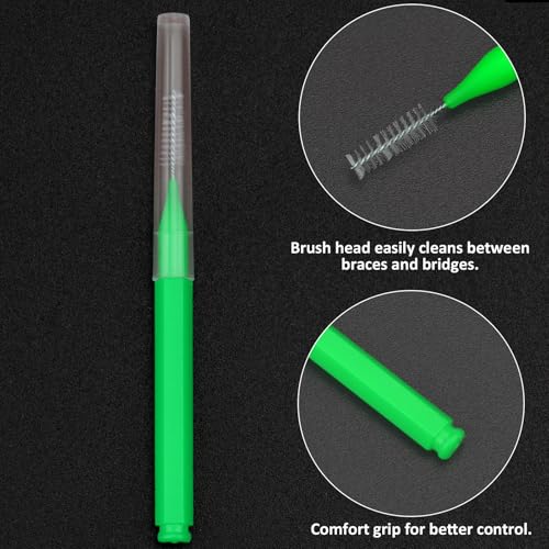 Image of Patelai 100 Pieces Braces Dental Brush for Cleaner Interdental Toothpick Dental Tooth Flossing Head Oral Hygiene Flosser Toothpick Cleaners Tooth Tool(Green,Orange,Mixed Size)