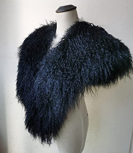 Women Curly Shawl Real Mongolian Lamb Hair Cape Scarf Wrap Fall Winter Wedding Party3