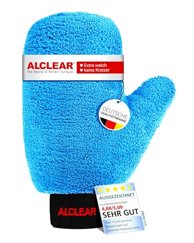 ALCLEAR 950013b Mikrofaser Auto Felgenhandschuh, 26×12 cm Handschuh zur Felgenreinigung, saugstark, kratzfrei, für Alufelgen, Radkappen, Speichen Kfz Handwäsche & Pflege- Deutsche Qualitätsmarke