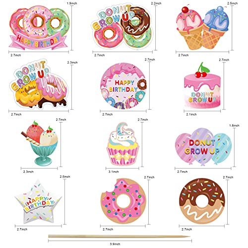48Pcs Donut Birthday Party Supplies Donut Grow Up Cupcake Toppers, Donut Theme Party Cake Decorations, Doughnut Happy Birthday Cupcake Decor For Baby Girl #TOP2