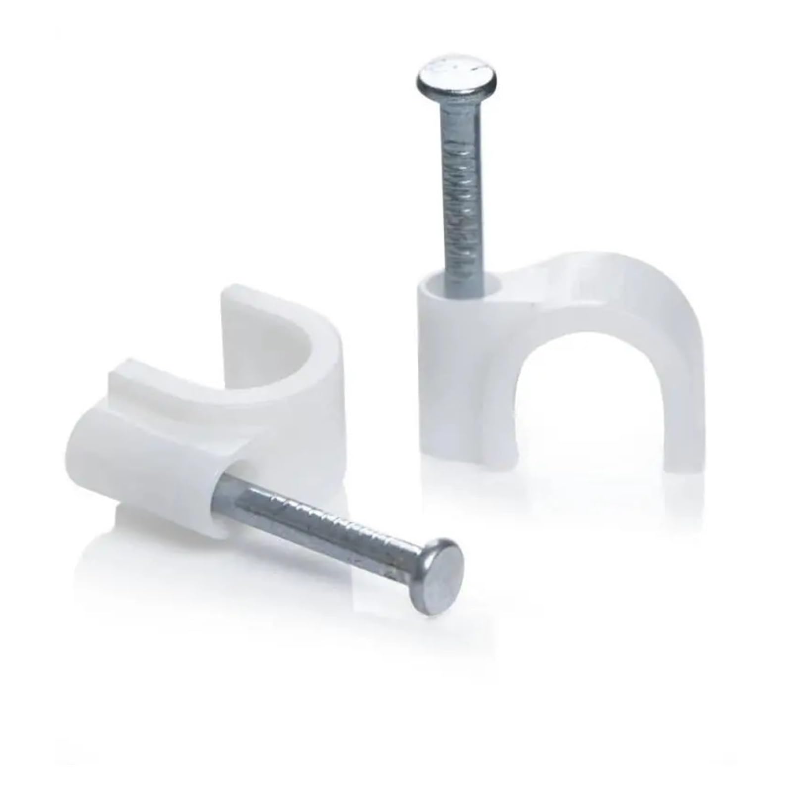 Clips for cables con clavos, for redondos de acero, blancos, 4-12 mm, 100 unidades(Internal Width 10mm)