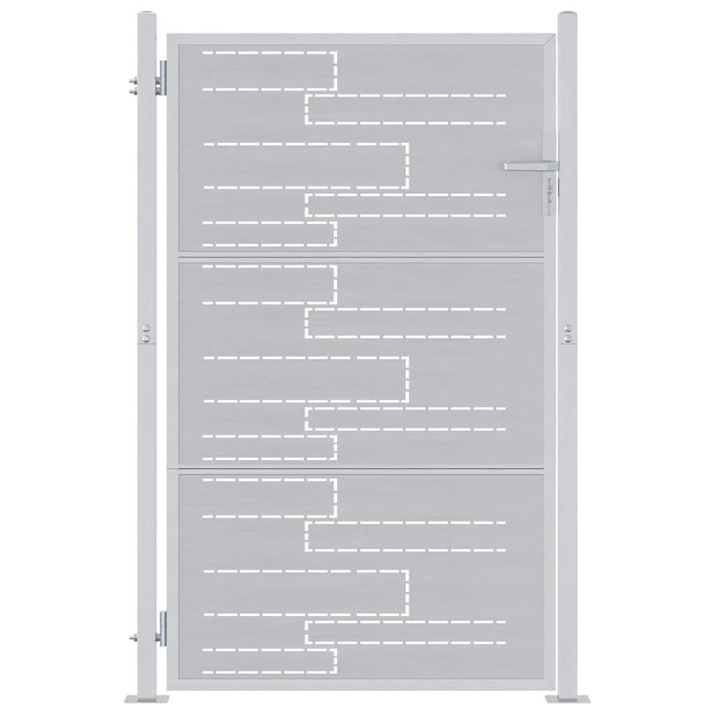 vidaXL Puerta de jardín Plateado 85 x 120 cm Acero Inoxidable, Puerta Moderna para jardín y terraza, Barrera Rectangular de Acero, Entrada Exterior Segura, Separador Resistente