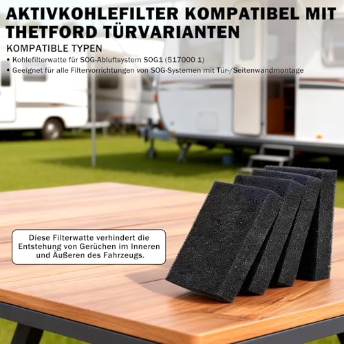 4 Stück Kohlefilter für SOG Abgassystem Aktivkohlefilter Schwammfilter Kompatibel mit Thetford Türvarianten,für Schwammfilter für Ersatz Schwammfilter Filtermatte Wärmepumpentrockner Filter,128×99×22