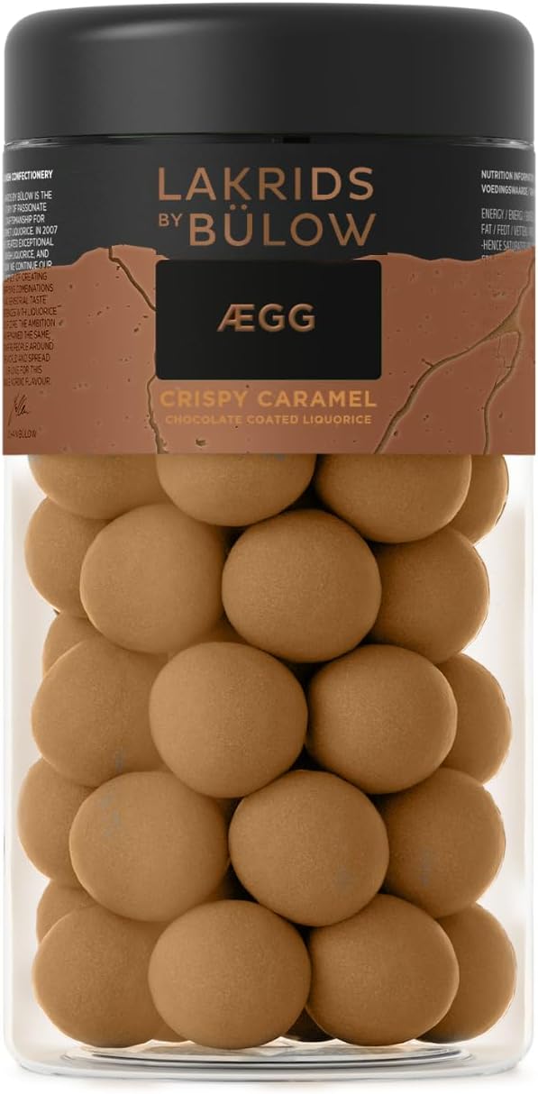 LAKRIDS BY BÜLOW - Crispy Caramel - 10.4 oz - Chocolate Covered Gourmet Licorice - Black Licorice Coated in Dulce Chocolate and Sea Salt Flakes