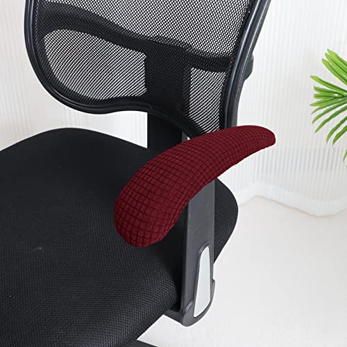 Image of FORCHEER Office Chair Armrest Covers Stretchable Water Resistant Spandex Stretch Jacquard Elastic Band Computer Office Chair Arm Pad Covers Chair Slipcover for Desk Chairs Arm 2P-Wine Red