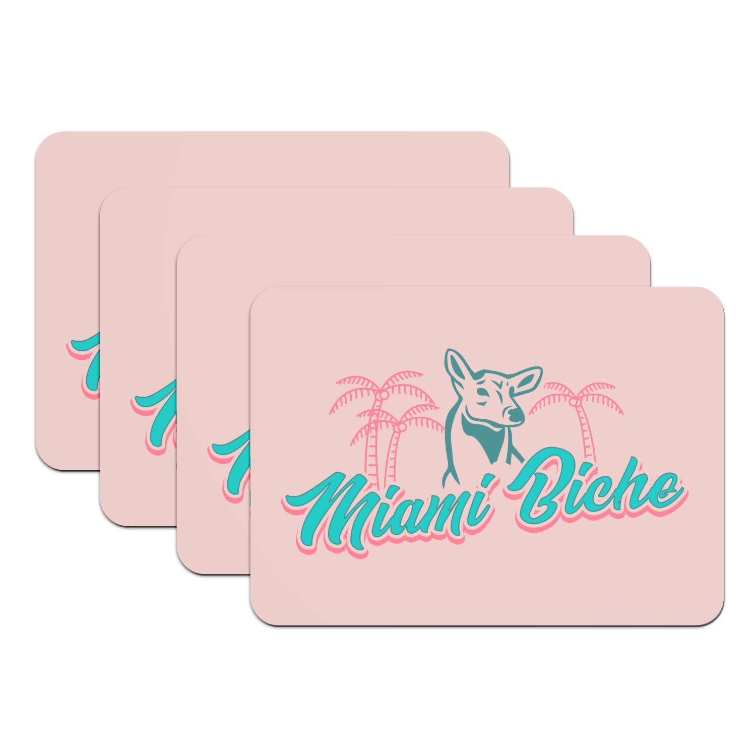 Set de table rose antidérapant en caoutchouc Miami Biche
