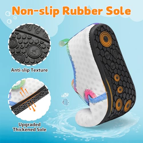 Image of LeIsfIt Kids Water Shoes Girls Boys Quick Dry Aqua Socks Breathable Swim Shoes Non-Slip Barefoot Socks for Beach Surf