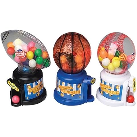 Kidsmania Dubble Bubble Assorted Hot Sports Gum Ball Dispenser Candy-Filled Dispensers, 1.4 oz., Pack of 12 Cover