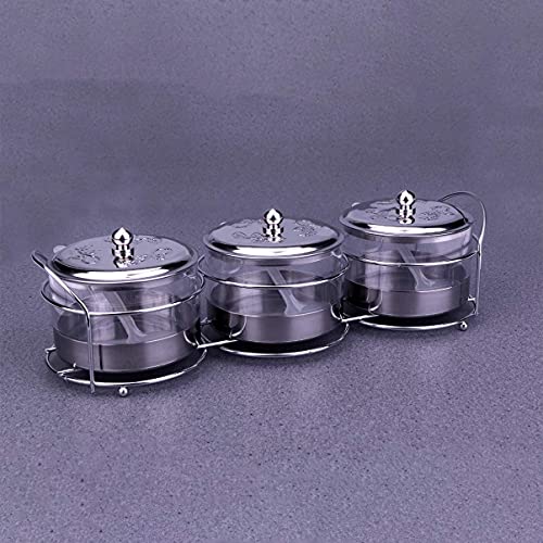 JYCCH 3 Flaschen/Set Edelstahl Gewürzbehälter Töpfe Zuckerdose Gewürzschale mit Deckel und Löffel (Silber 2 5) 9 JYCCH 3 Flaschen/Set Edelstahl Gewürzbehälter Töpfe Zuckerdose Gewürzschale mit Deckel und Löffel (Silber 2 5)