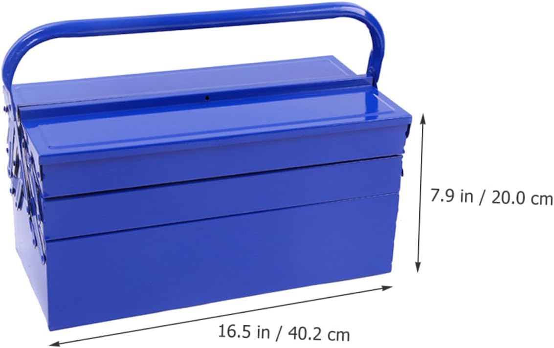 Kisangel Large Portable Iron Tool Box Multi-layer Storage Organizer 420x200x200mm Heavy-duty Mechanics Repair Car Trunk Toolbox for Home and Automotive Use