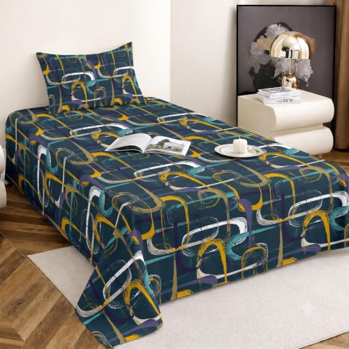 Image of IVAZA 260 TC Soft Ezyption Cotton Floral Single Bed Sheet - Single bedsheet with 1 Pillow Cover Hypoallergenic, Brethable, (Size- 90 x 60 Inch Light Turquoise