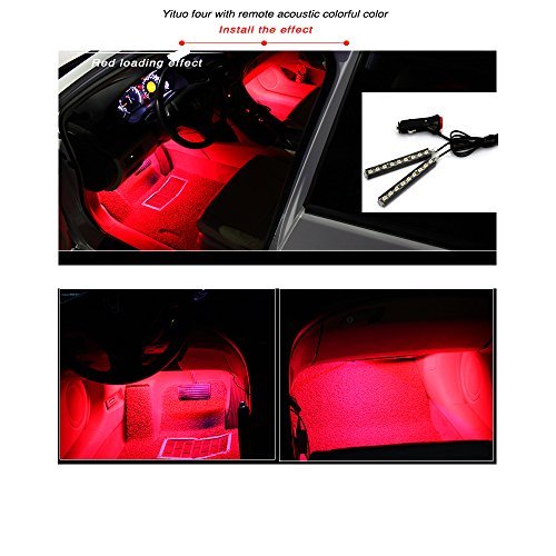 Generic 2-Piece Multi-Color 18 LEDs car decoration light atmosphere Interior Atmosphere Neon Lighting Kit for Car, Decoration Lamp for All Vehicles,Waterproof (Red)