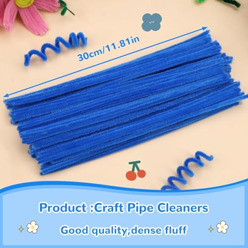 Image of Pipe Cleaners Craft, Pipe Cleaners Chenille Stem Fuzzy Sticks Craft Supplies for flowers making, Home DIY (Blue, 200pc)