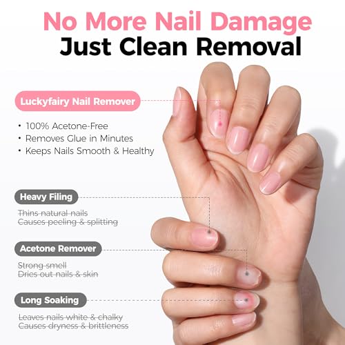 Image of Luckyfairy Nail Glue Remover Pen 10ml*2Pcs | Tool-Free Press on Nail Glue Remover, Easy Removal Fasle Fake Nails Tips Design, Non Acetone Gentle Formula