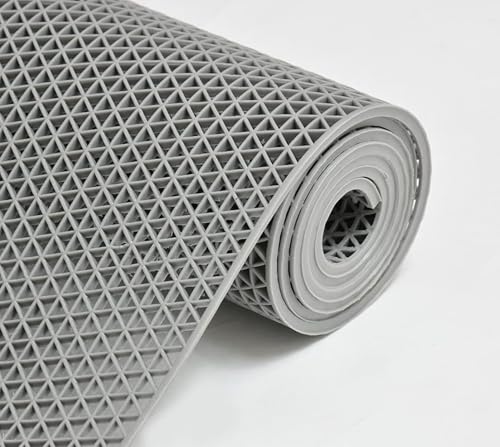 Image of Fresh From Loom Slip-Proof Bathroom Mat | Anti Skid | 100% Non-Toxic Rubber | Suitable for Shower, Swimming Pool, Toilet, Balcony, Kitchen | Indoor & Outdoor (Color Grey, Size - 4x16-feet)
