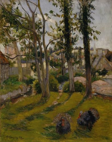 Cuadro de pavos de Paul Gauguin en una pintura al óleo clásica para salón de 60x90cm