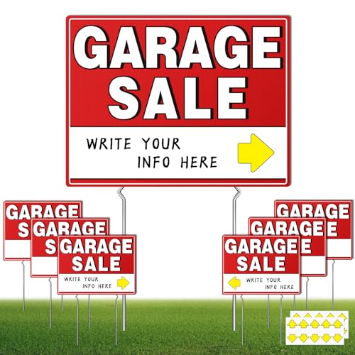 7 pcs garage sale sign with metal stakes 1734 x 1334 double-sided with 20 directional arrow stickers large yard weather-proof