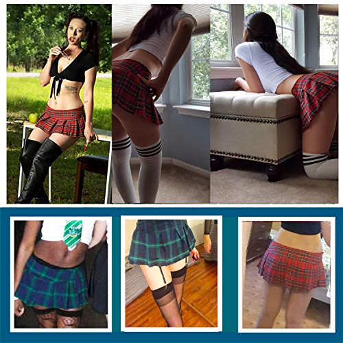 image for Avidlove Lingerie Women Role Play Costume Mini Plaid Skirt Schoolgirl 
